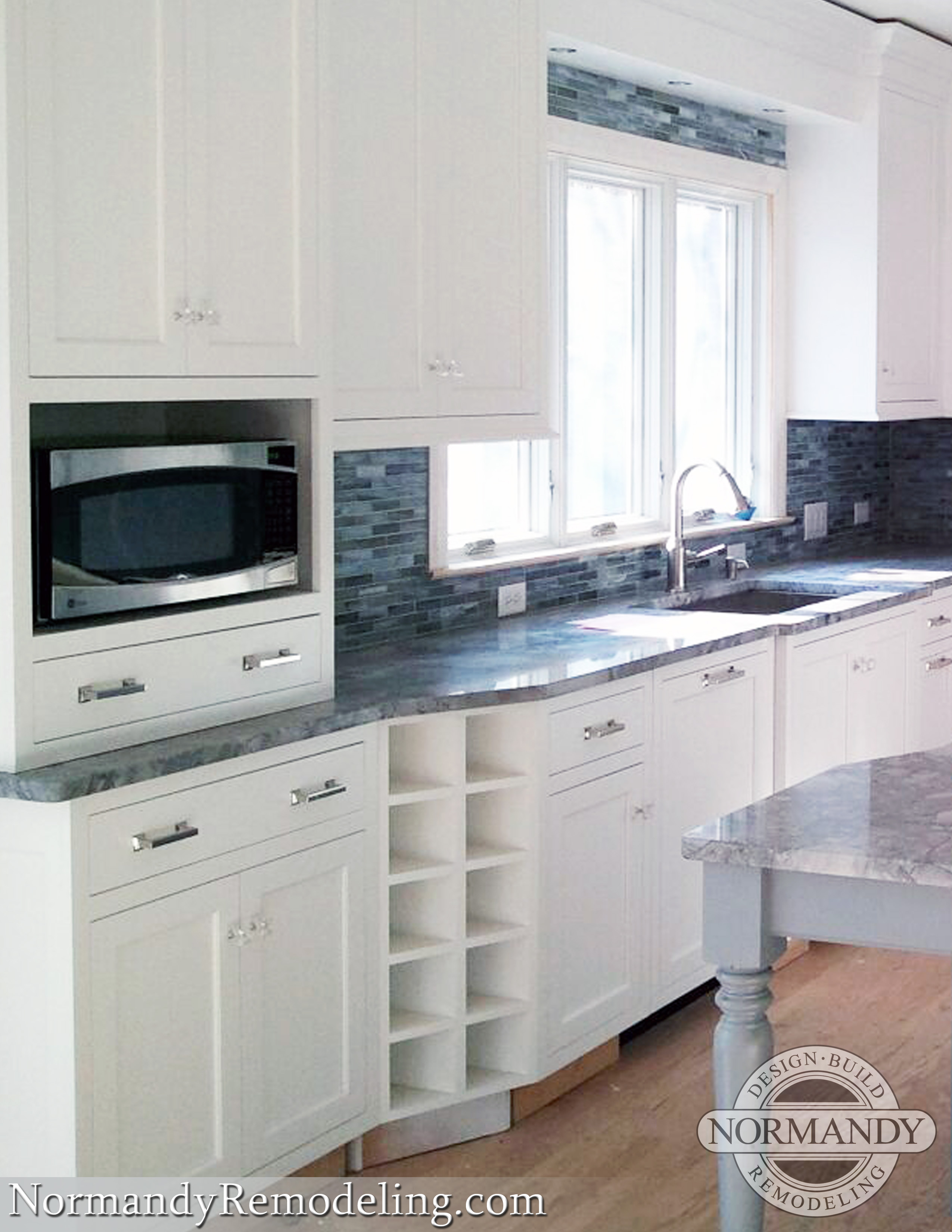 White kitchen with wine storage