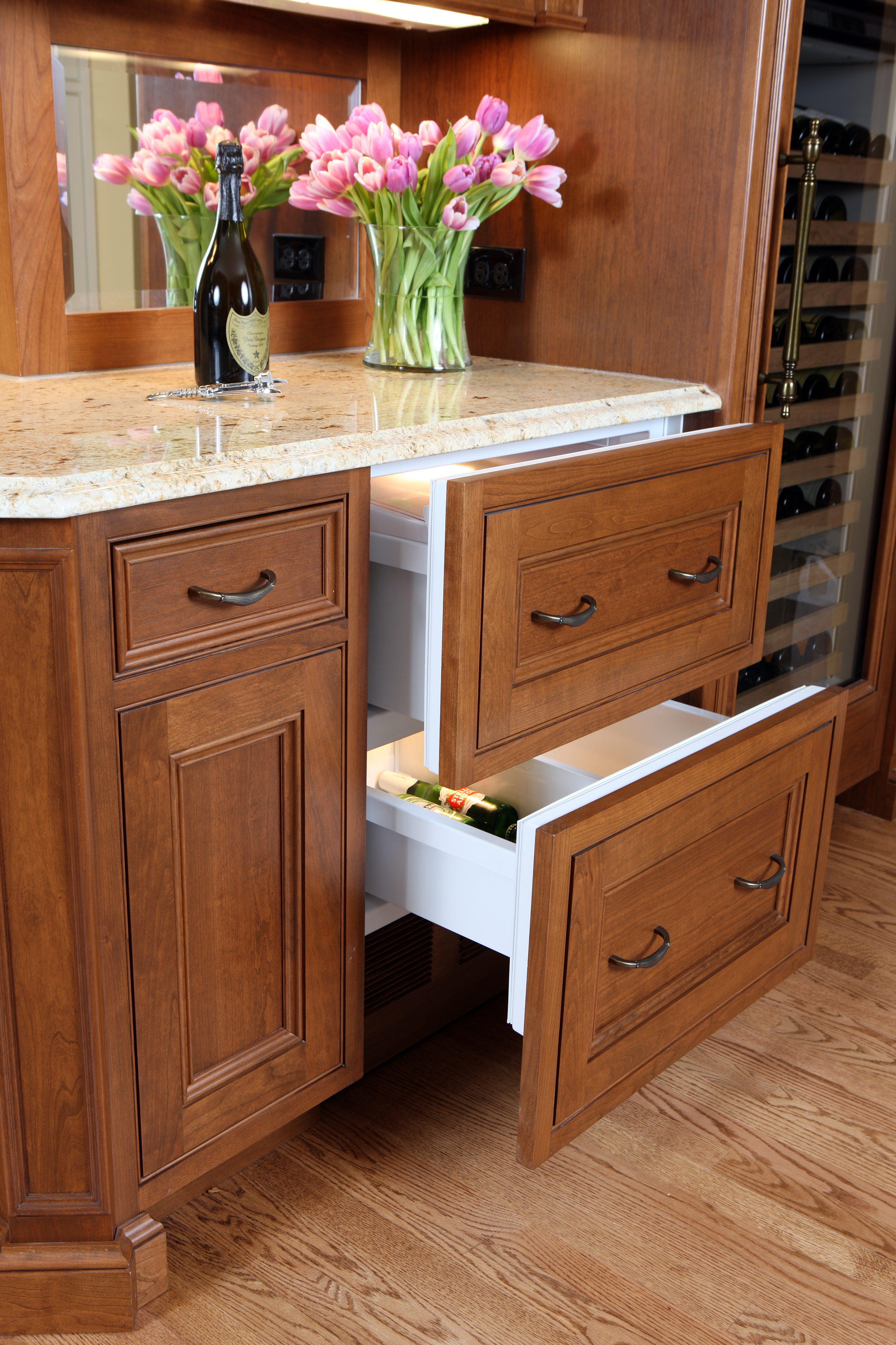 Refrigerator Drawers In A Kitchen Beverage Center Normandy
