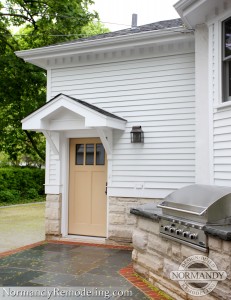 Shaker Style Door with Glass Panels Rear entrance to home with a shaker style door