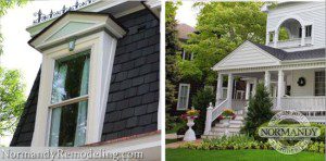 Architectural details on a Victorian-era home