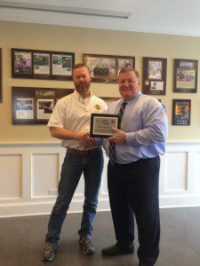 Normandy President Andy Wells with Spirit Award Winner Tom Leatherwood Normandy Spirit Award Presentation