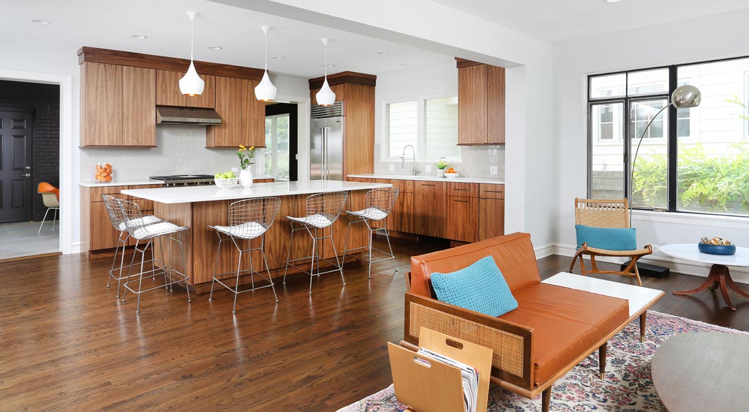 Medium Wood Tone Modern Kitchen Open Layout Normandy Remodeling