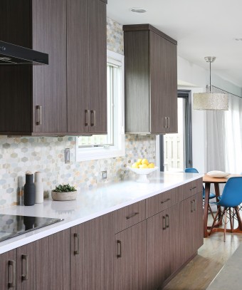 Modern look overlay cabinet doors