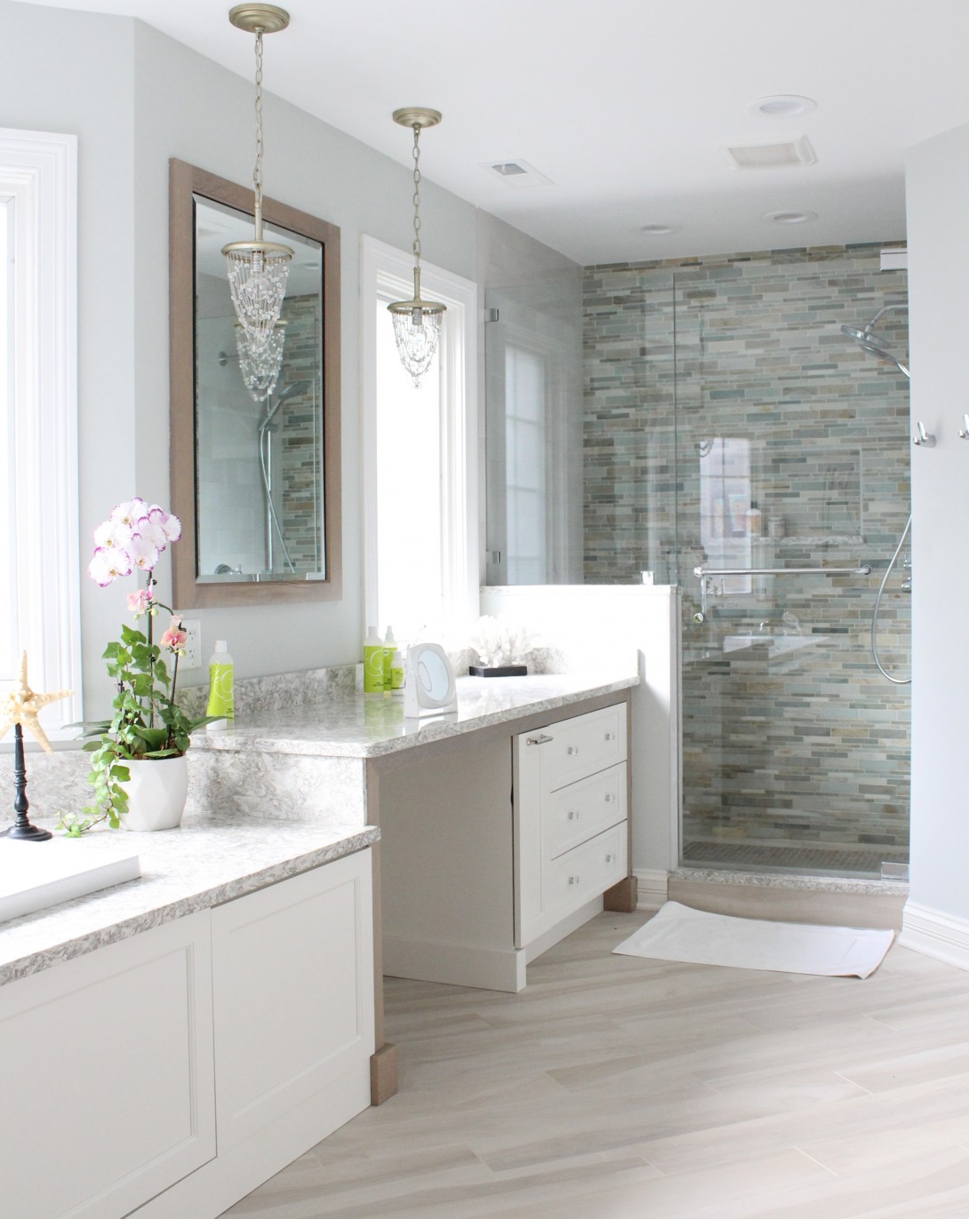 While frameless showers offer the cleanest look, semiframeless is an